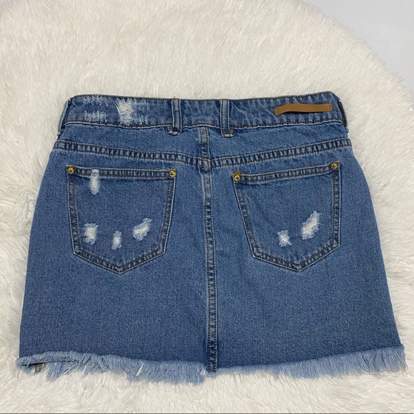 Forever 21 Ripped Demin Skirt Jean Size S - Picture 4 of 9
